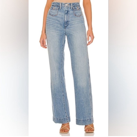 Re/Done 70s Pocket Wide Leg High Waist Jeans Size 29 Vintage Fade - Picture 1 of 14